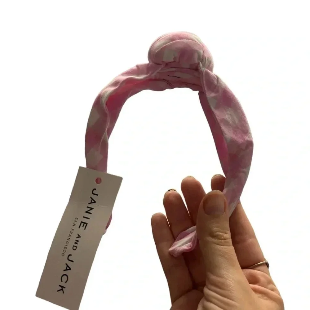 NWT Janie and Jack Begonia pink GINGHAM KNOT HEADBAND